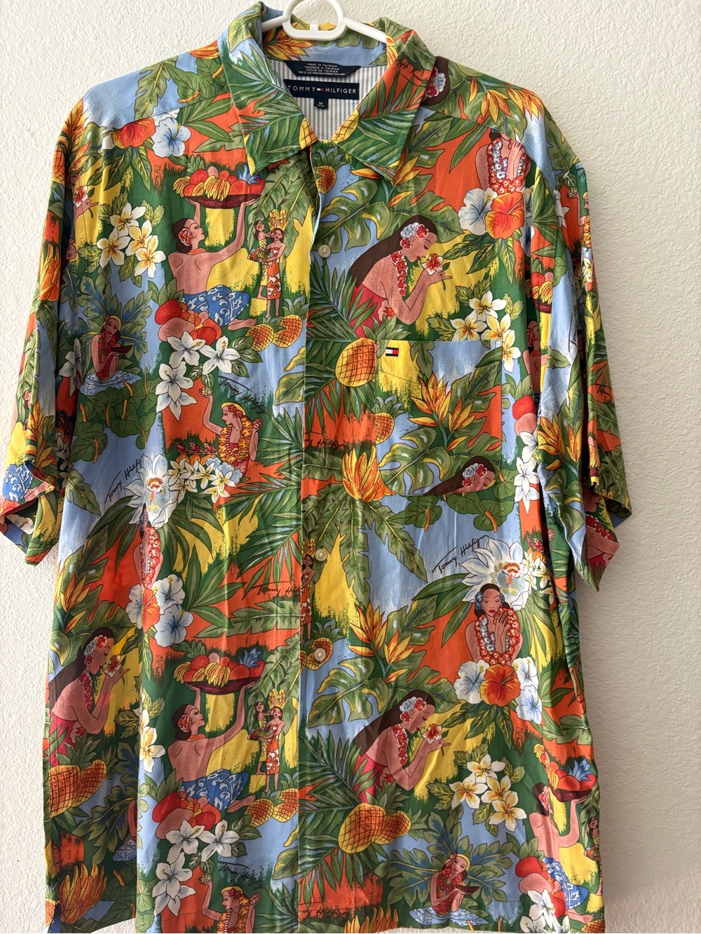 Tommy Hilfiger ‘Hula Girl’ Hawaiian button down mens shirt Sz M